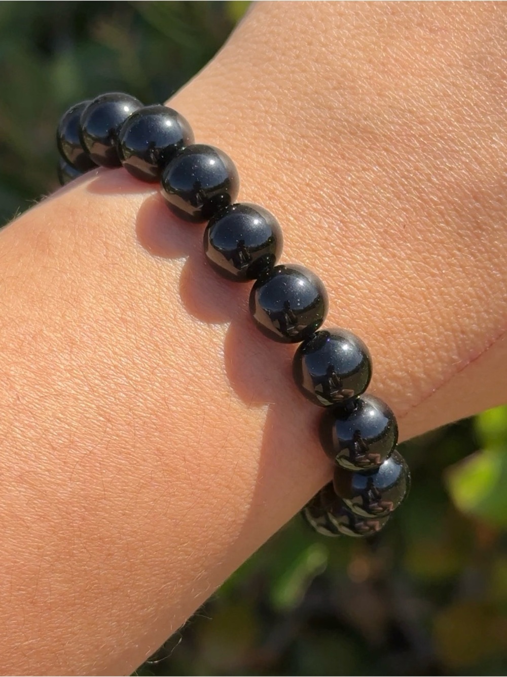 10mm Black Obsidian Bracelet • Stretchy Beaded Crystal Bracelet